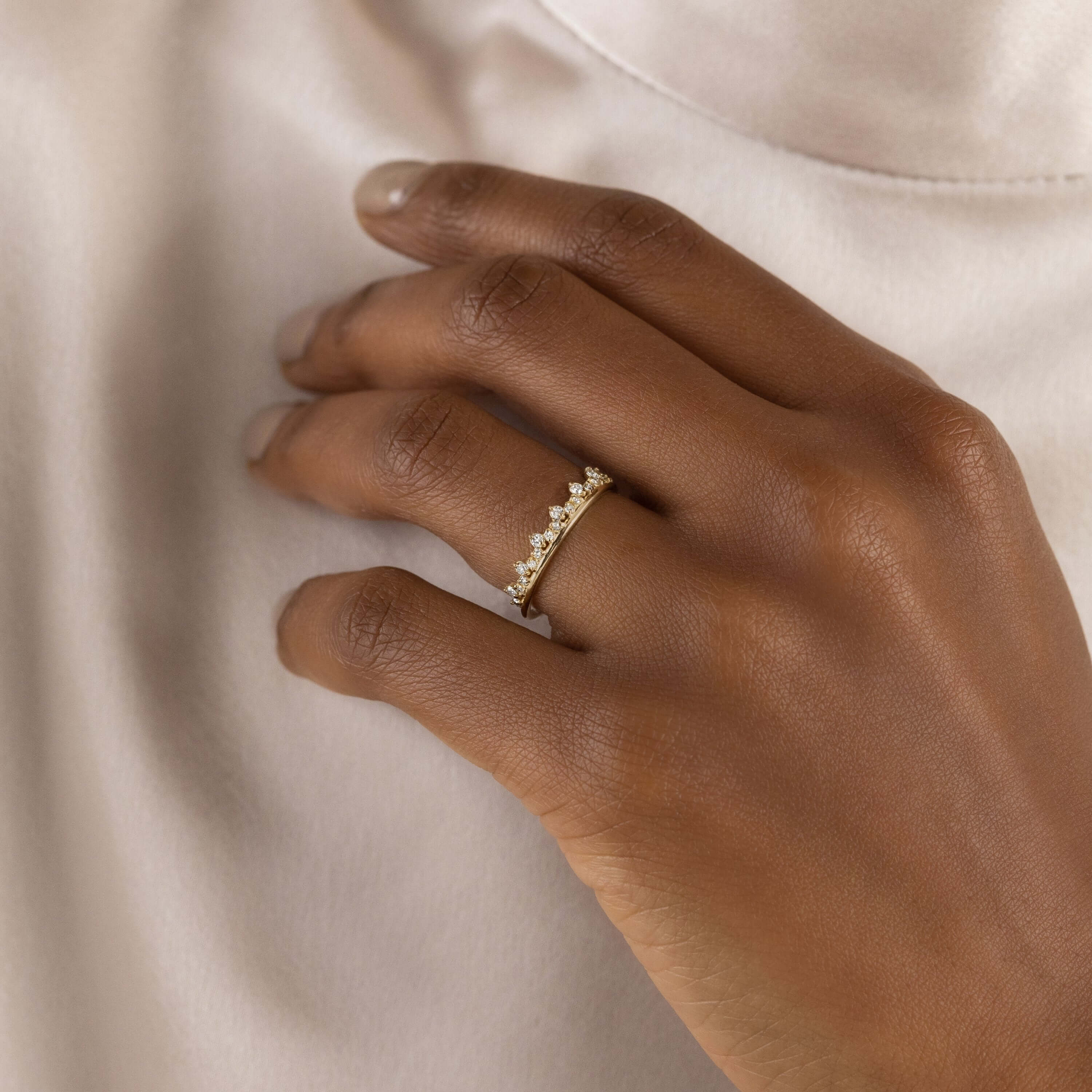 Diamond Band Handcrafted Solitaire Engagement Ring Melanie