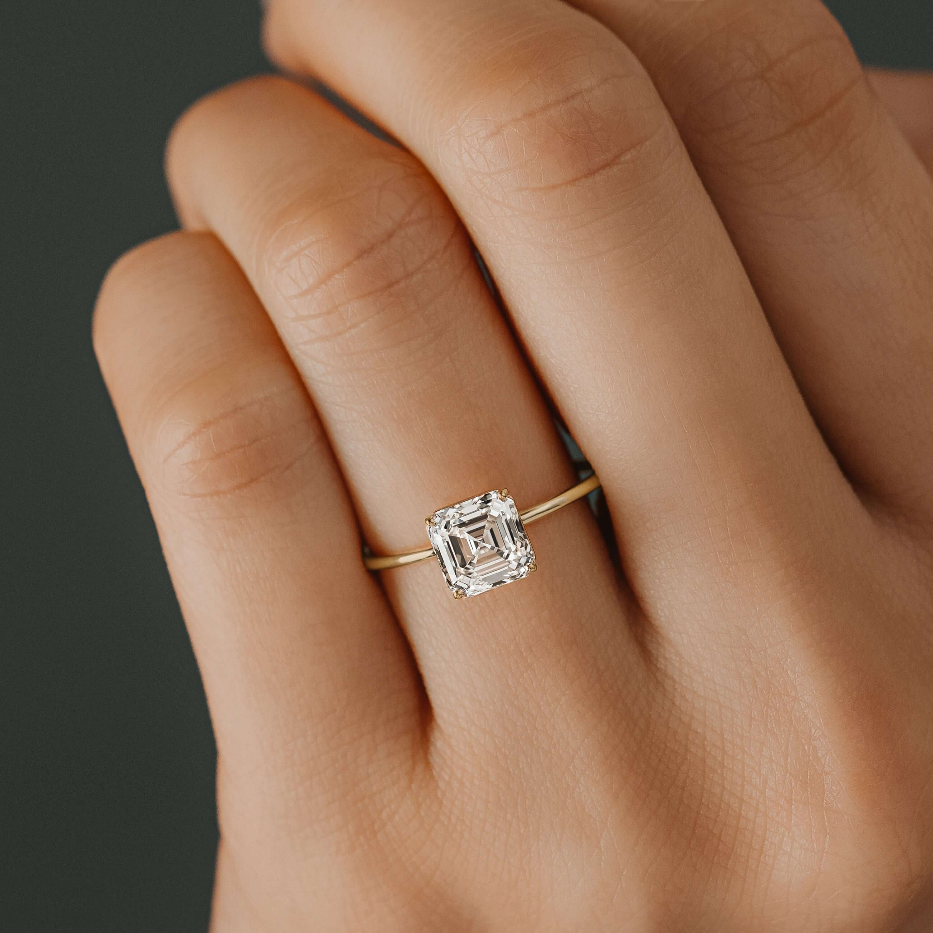 Exceptional Asscher Cut Solitaire Diamond Ring 14K White Gold 2.01Ct G/VS2