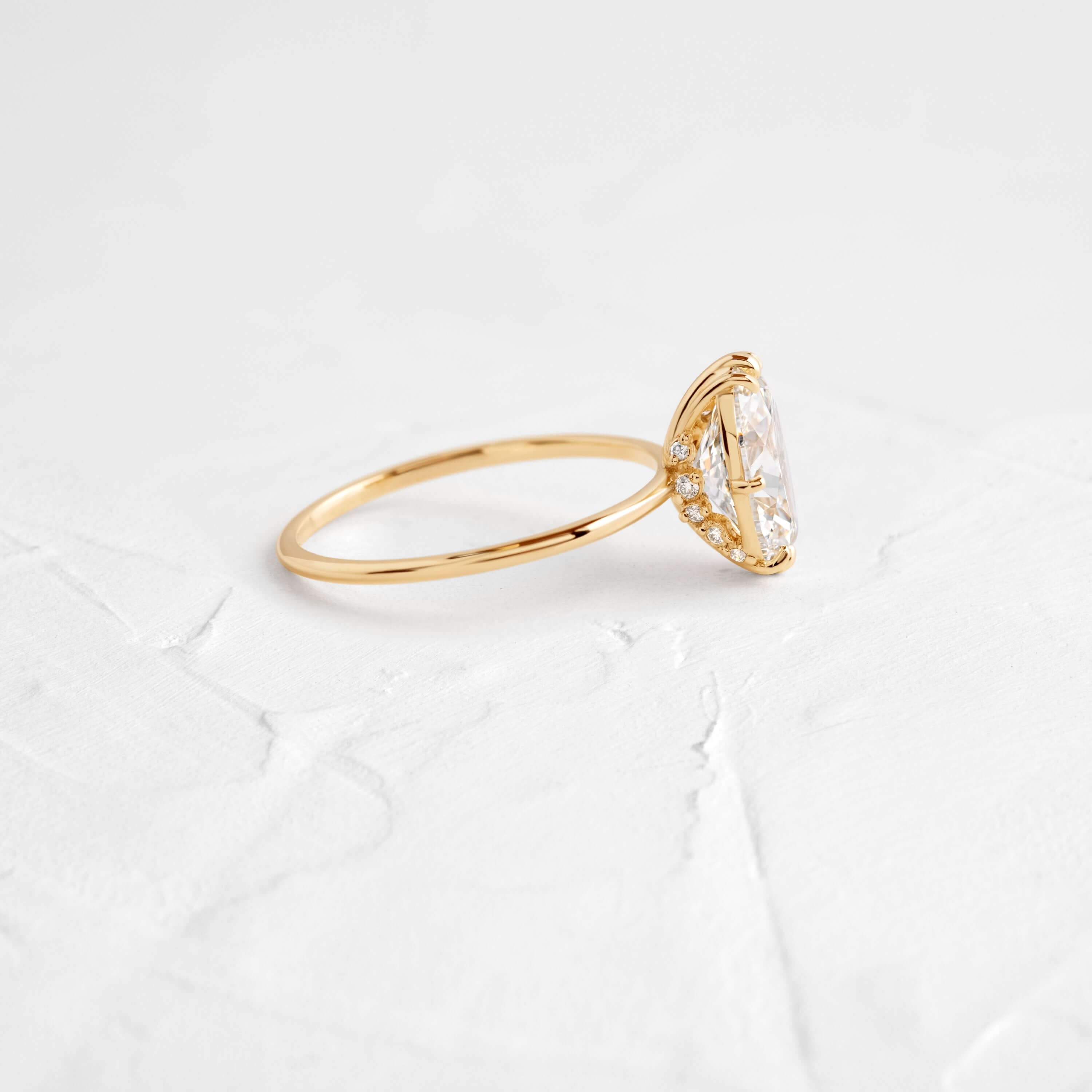 Unveiled Ring with Diamond Sweep, Oval Cut - Melanie Casey