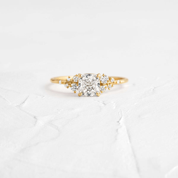 Snowdrift Ring with Custom Cushion Cut Diamond – Melanie Casey