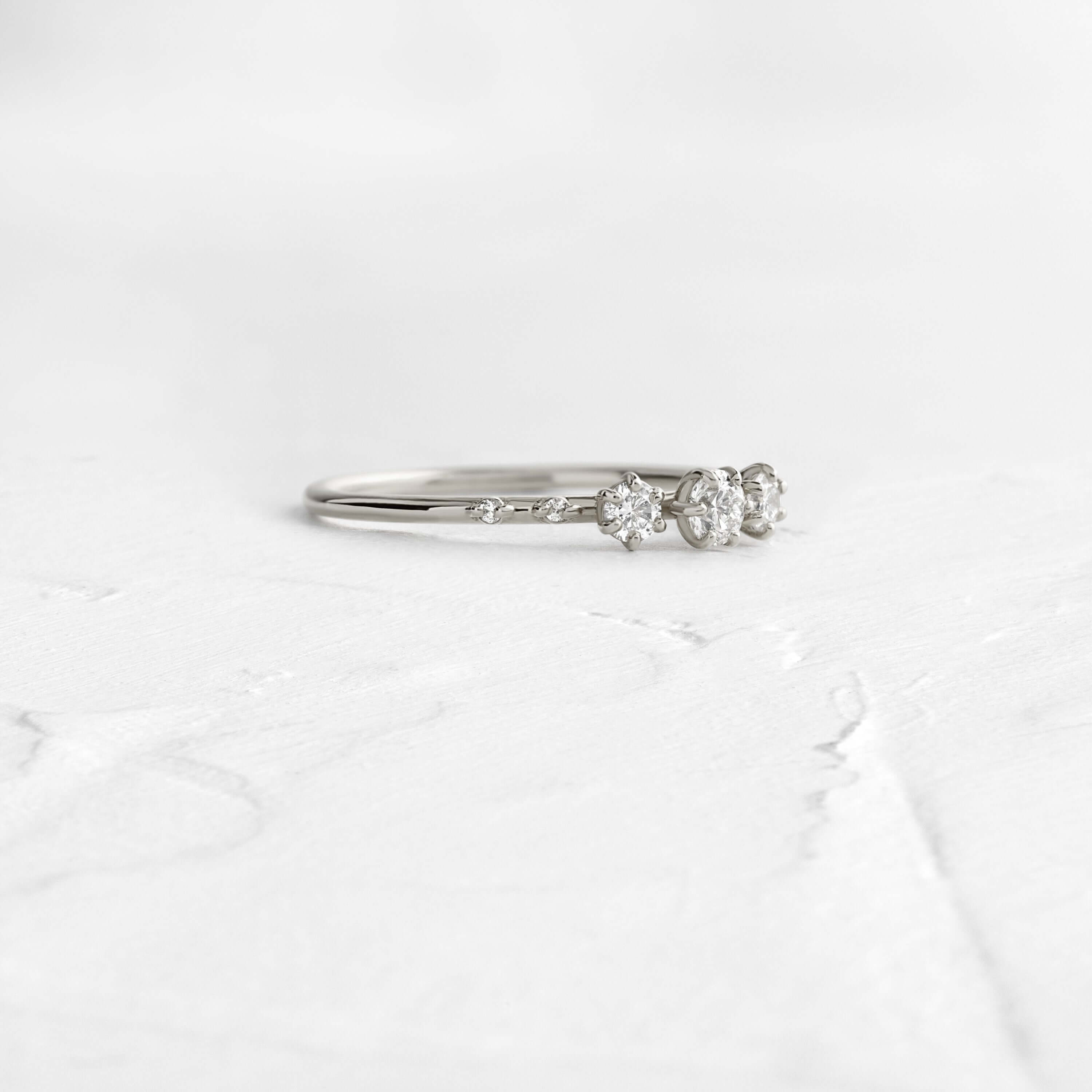 Petite Tempo Ring Three-Stone Engagement Ring Melanie Casey